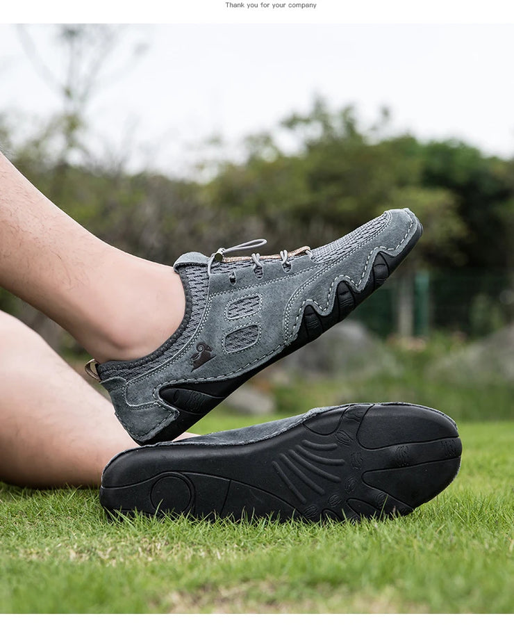 Men Fashion Sneakers Mesh Casual Shoes Lether Lac-up Mens Summer Lightweight Vulcanize Shoes Walking Sneakers Zapatillas Hombre