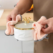 1pcs Bamboo Fiber Cleaning Towel Kitchen Dish Towel Coral fleece Striped Rag Household Dust Strong Absorbent Cleaning Cloth