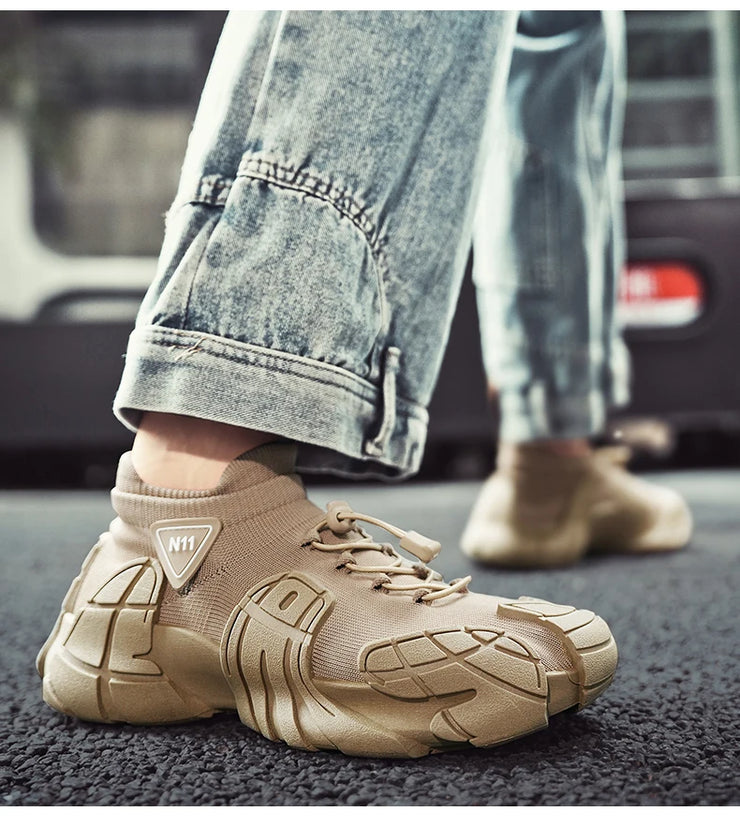 Men Trendy Octopus Sports Shoes Men Mesh Breathable Jogging Shoes Oversize Walking Shoes Male Footwear Mid-top Sock Sneakers
