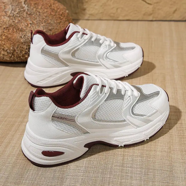 Mesh Sports Casual Running Round Toe Sports Women's Breathable Shoe Are Lightweight Comfortable Low Tie Shoes for Outdoor Hiking