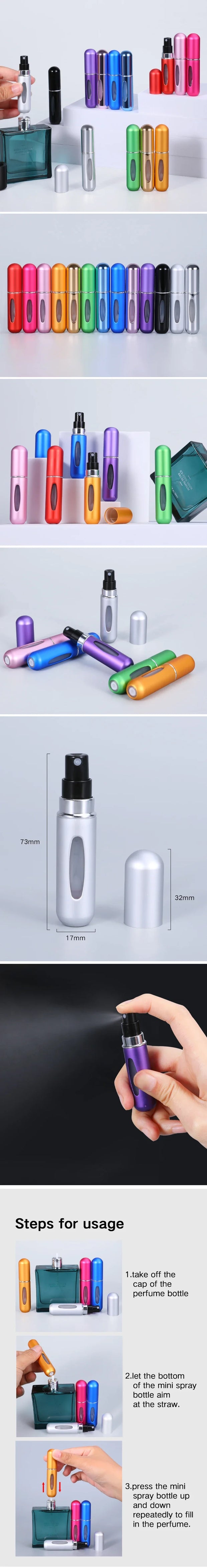 5/8ML Atomizer Perfume Spray Bottle for Travel Cologne Dispenser Portable Refillable Aluminum Perfume Atomizer Perfume Liquid