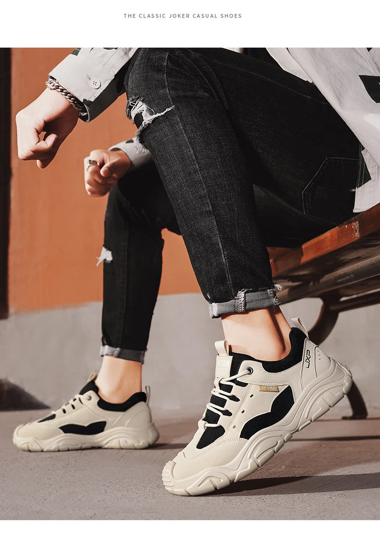 Sneakers for Men Fashion Lace Up Platform Shoe White Breathable Comfortable Male Sport Running Shoes Zapatillas 2025