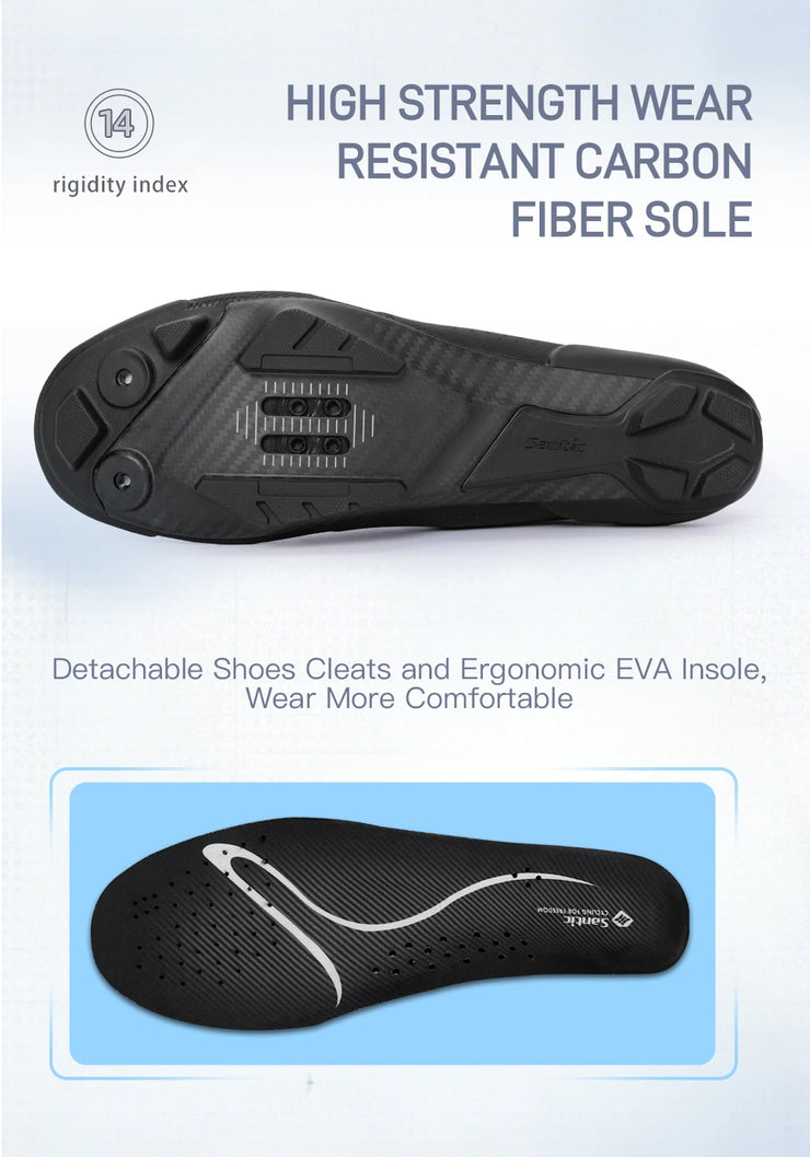 Santic Cycling Mountain Lock Shoes Outdoor Riding Sport MTB Bike Indoor Biking Carbon Fiber Sole Sneakers Comfortable Breathable