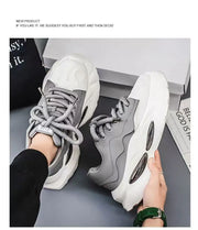 Chunky Sneakers Men Designer Soft Sole Sport Shoes Fashion Casual Microfiber Leather Upper Height Increased Platform White Shoes