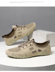 Men Fashion Sneakers Mesh Casual Shoes Lether Lac-up Mens Summer Lightweight Vulcanize Shoes Walking Sneakers Zapatillas Hombre