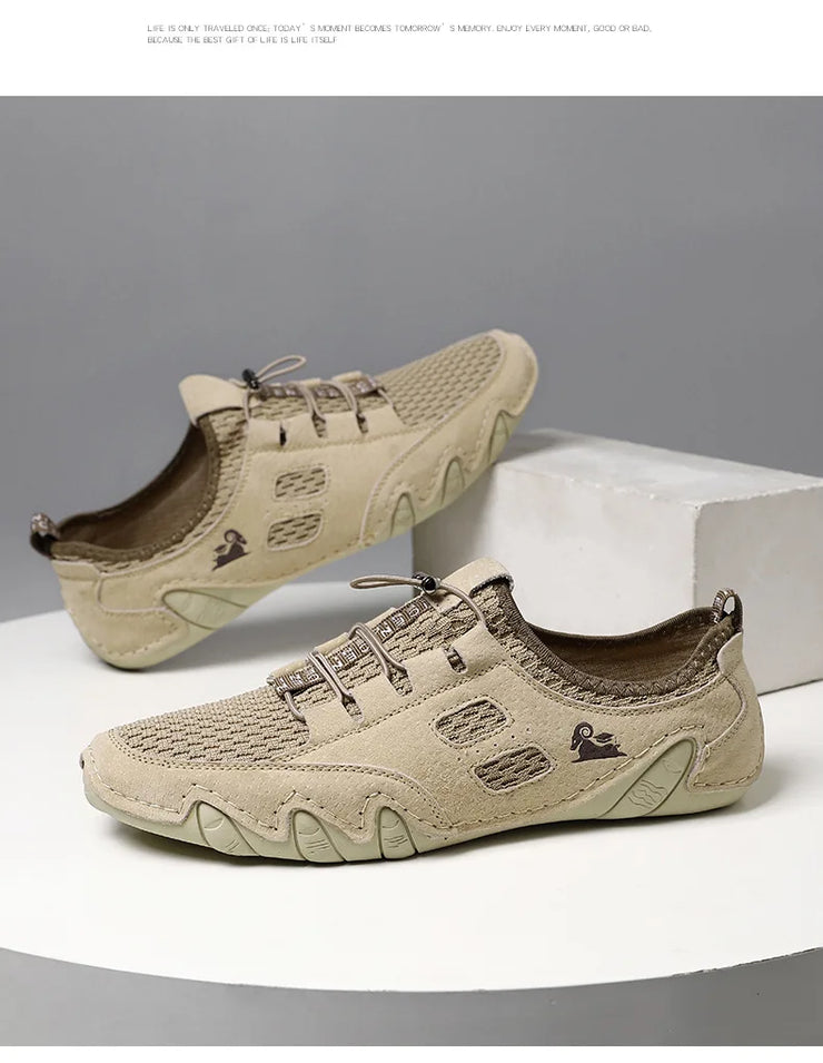 Men Fashion Sneakers Mesh Casual Shoes Lether Lac-up Mens Summer Lightweight Vulcanize Shoes Walking Sneakers Zapatillas Hombre
