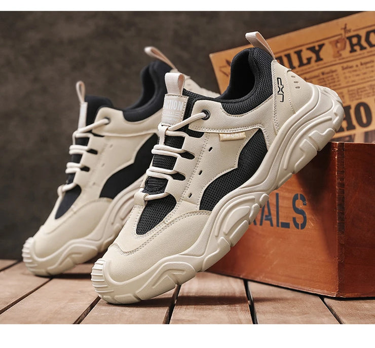 Sneakers for Men Fashion Lace Up Platform Shoe White Breathable Comfortable Male Sport Running Shoes Zapatillas 2025