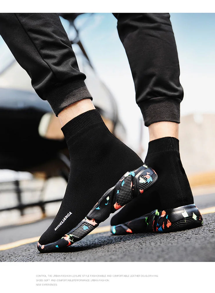 High-top Sock Sneakers Men Large Size 47 Women Sock Shoes Comfortable Breathable Casual Sport Shoes Lightweight Sneakers Male