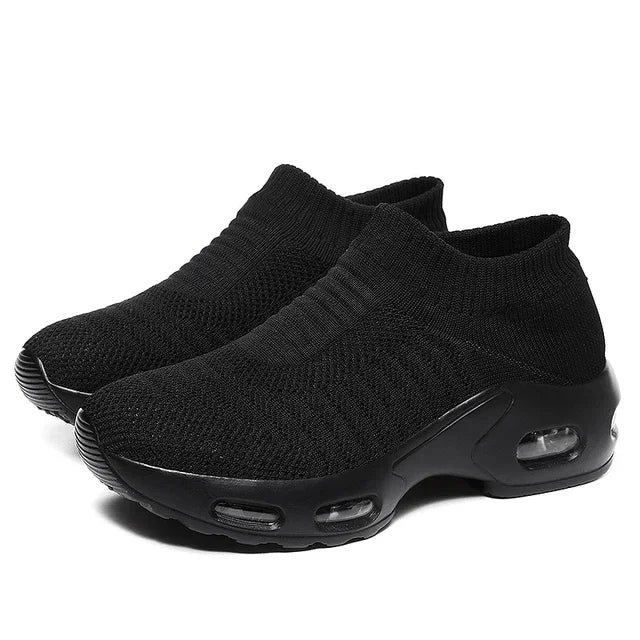 Women Sneakers 2020 Spring Flat Shoes Slip on Platform Sneakers for Women Black Breathable Mesh Sock Sneakers Shoes