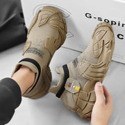 Trendy men's mecha shoes breathable knitted casual sports shoes mid top socks shoes comfortable sock sneakers Sock-like shoes